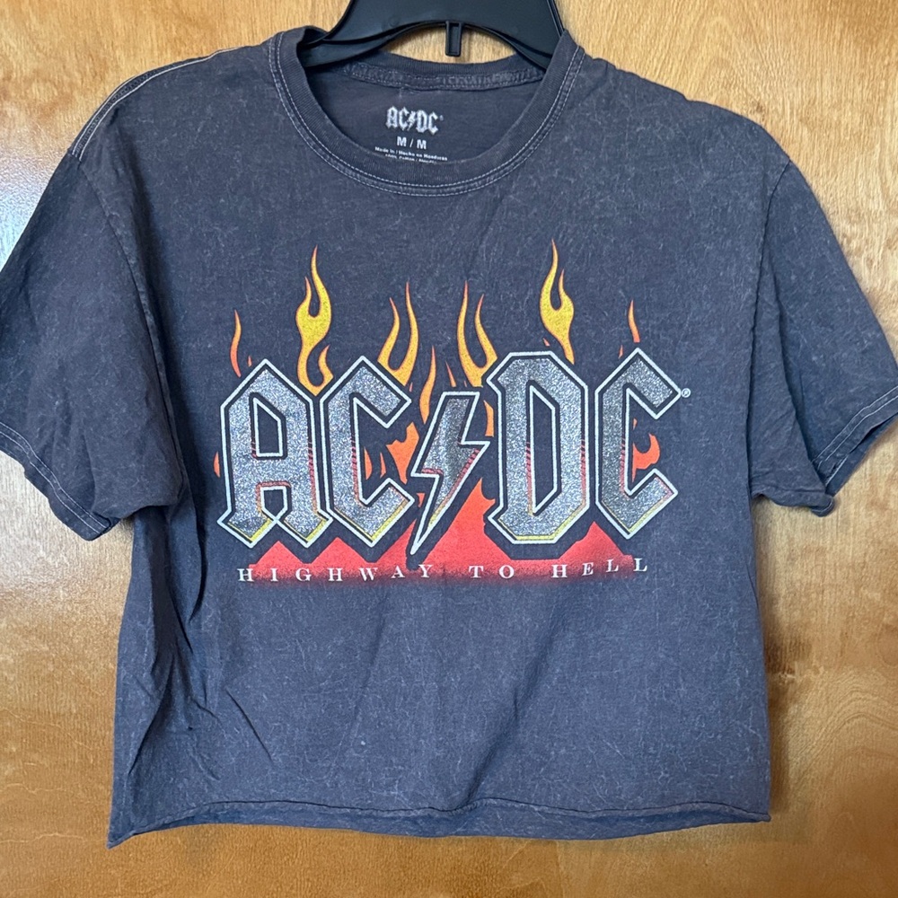 AC/DC Cropped  T-Shirt - Black